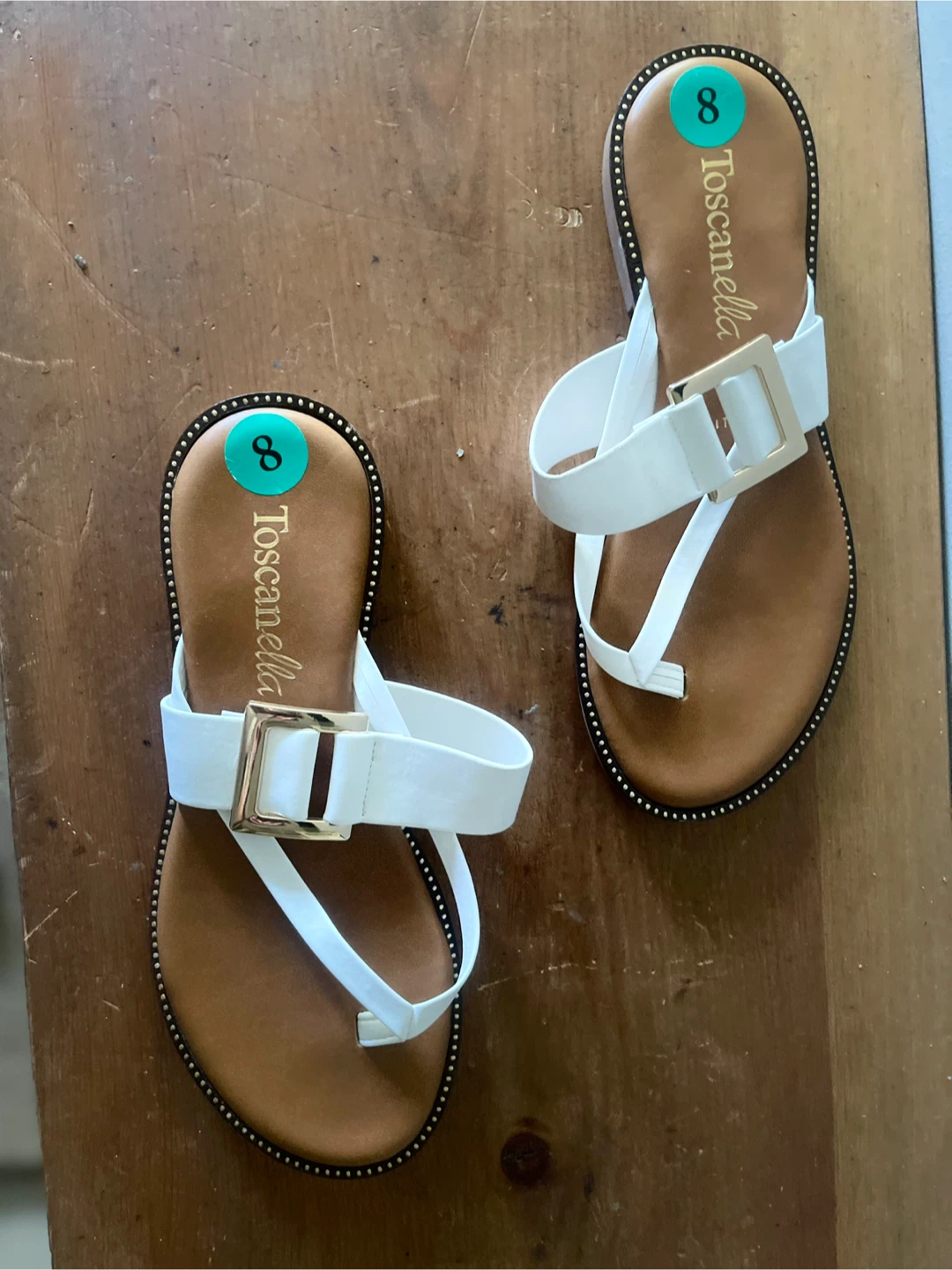 Toscana Bella White Thong Sandals Size 8 - photo 3