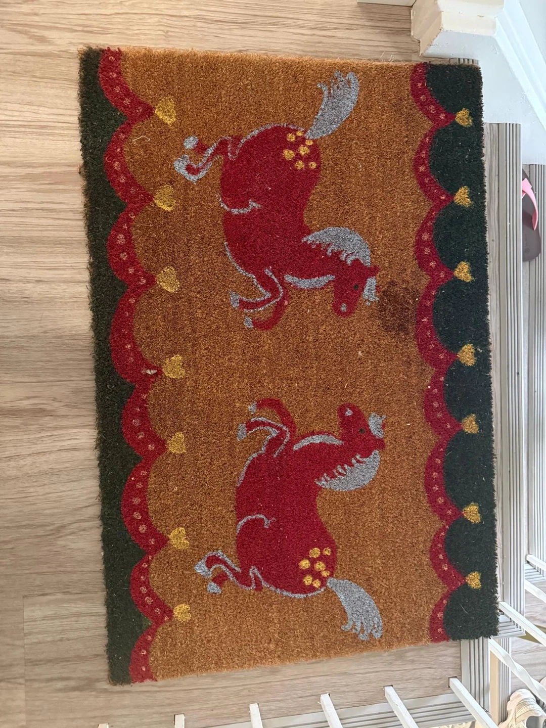 Coir Doormat with Red Horses