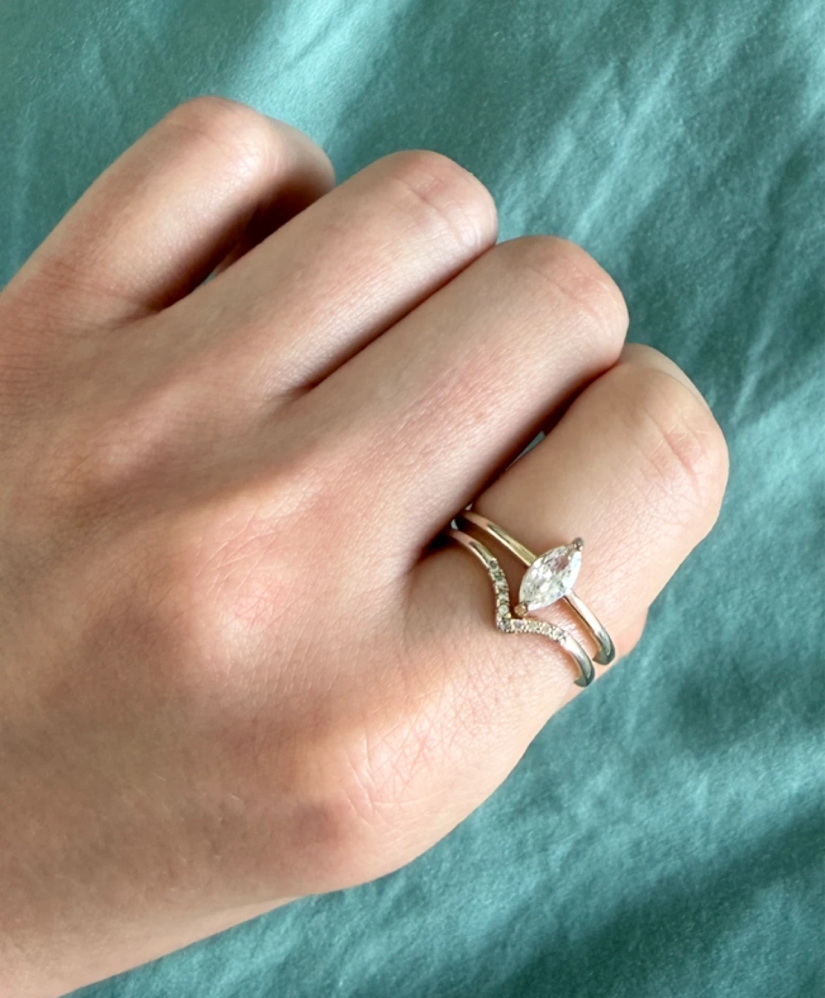 Gold-tone ring with clear stone