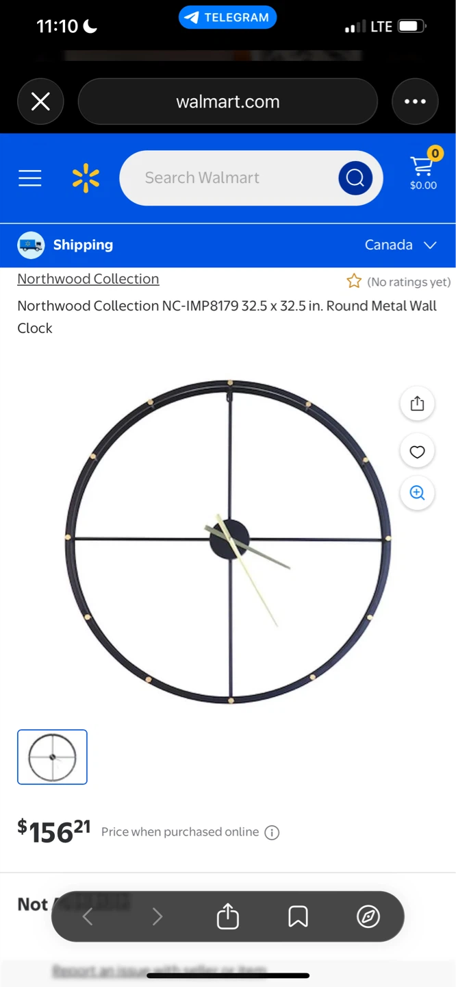 Northwood Collection Round Metal Wall Clock