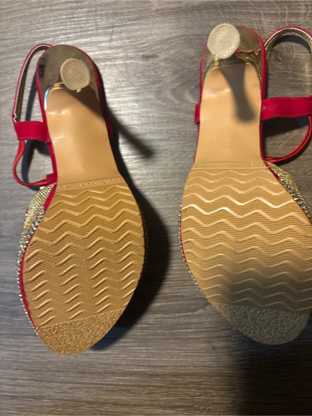 Red Embellished High Heel Sandals - photo 2