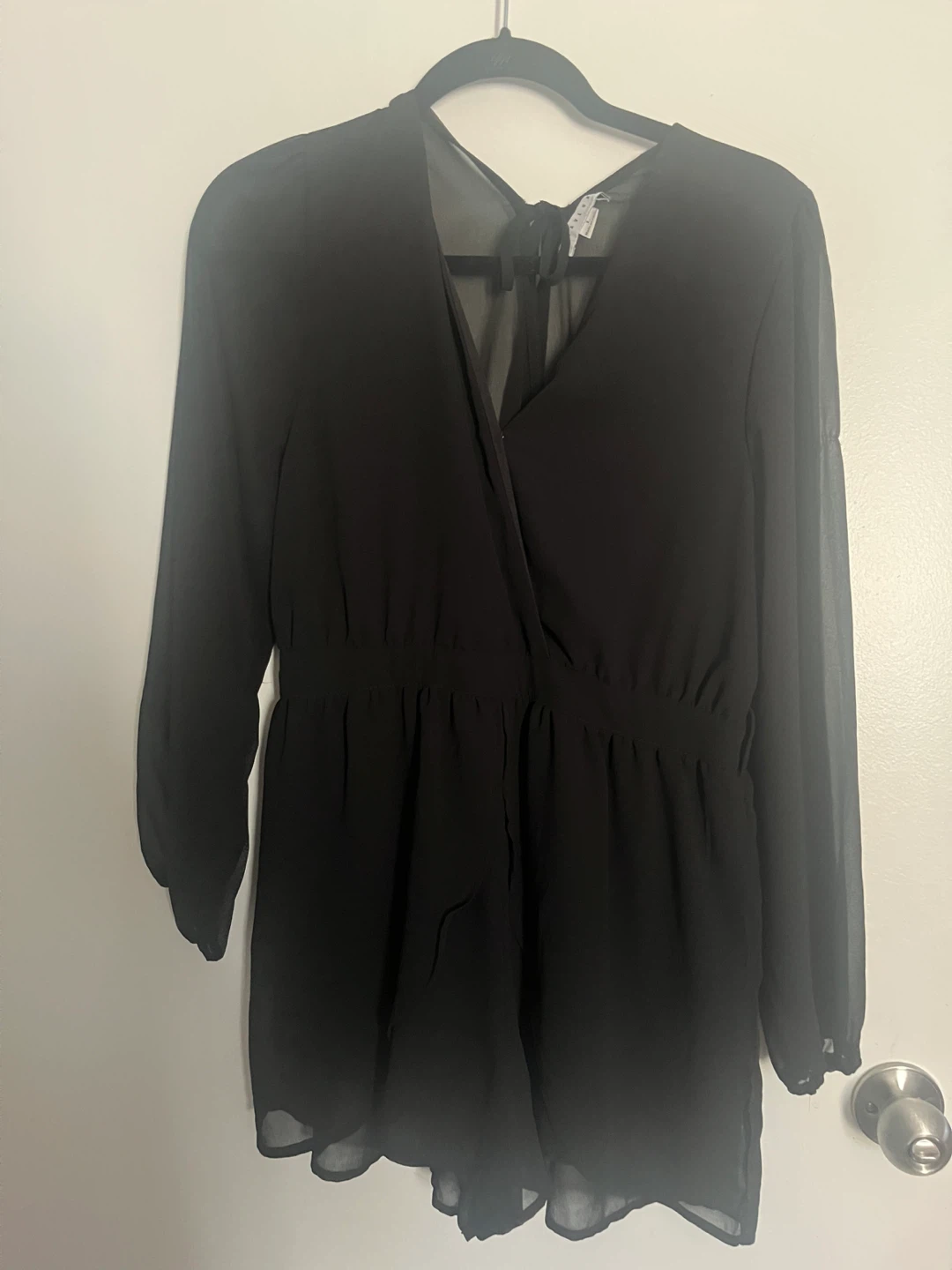Black long-sleeve romper
