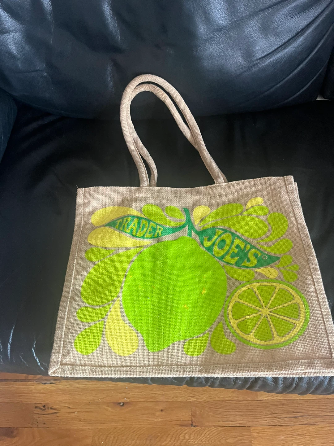 Trader Joe's Reusable Jute Bag - Lime Design