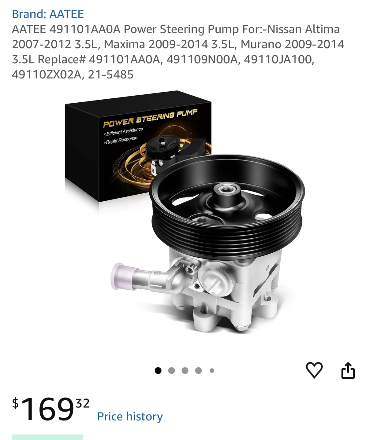 AATEE Power Steering Pump for Nissan Altima, Maxima, Murano
