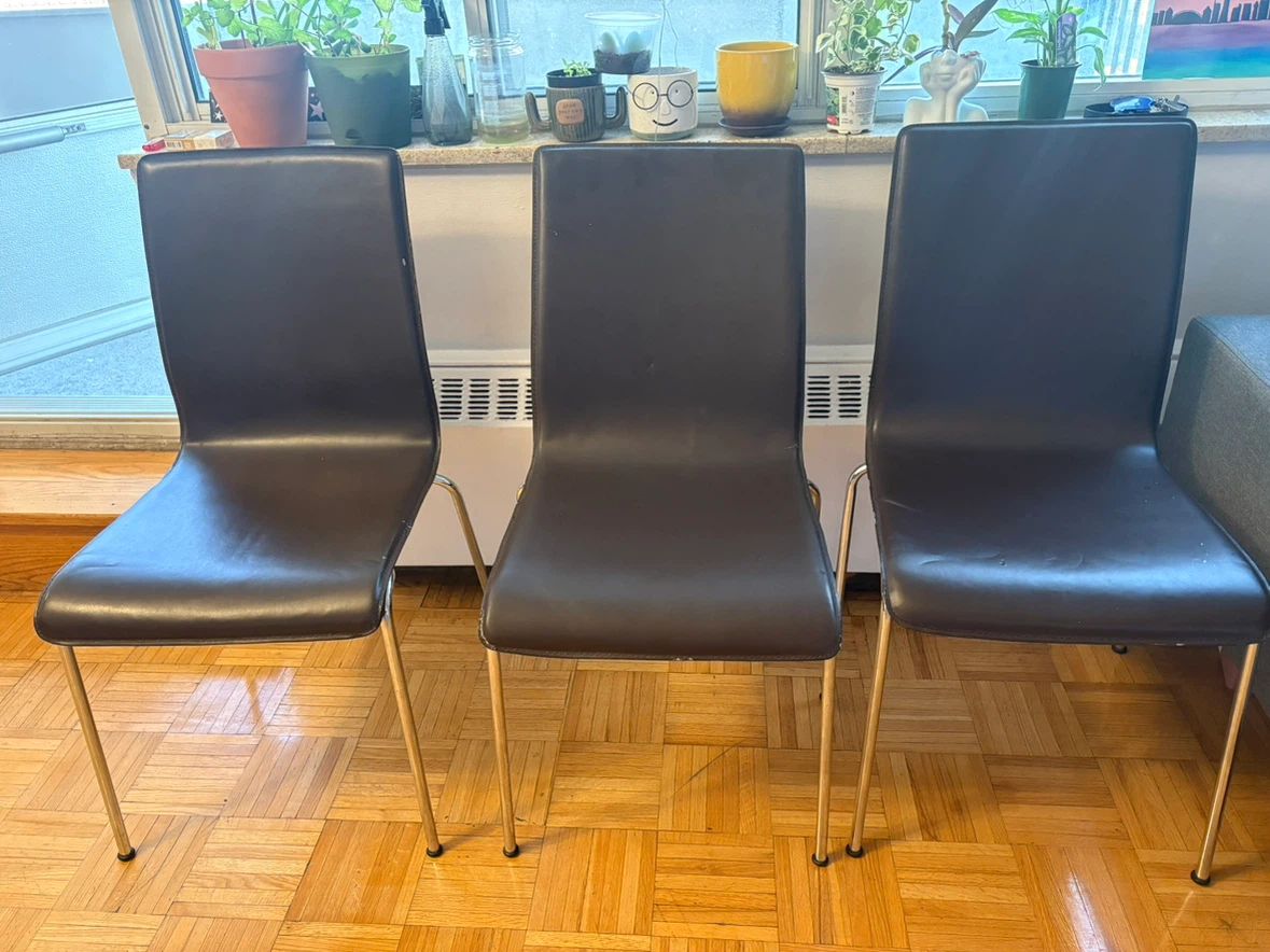 Set of 3 Brown Dining Chairs