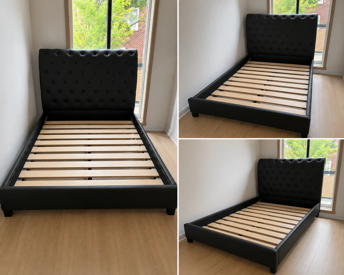 Black Tufted Headboard Bed Frame