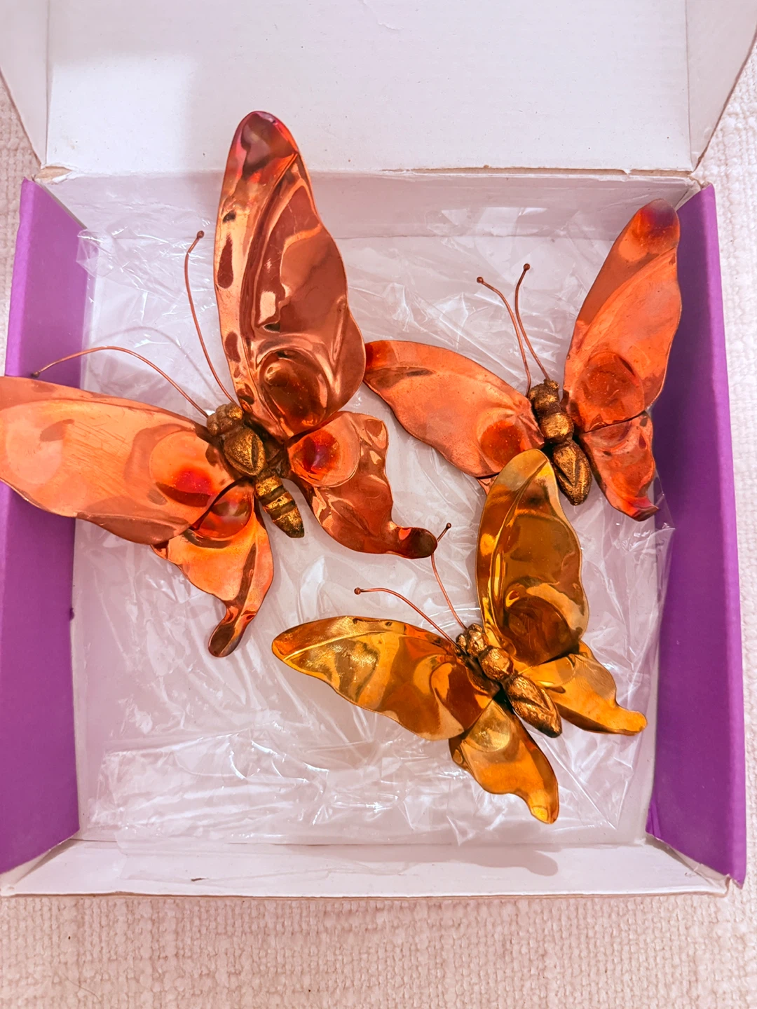 Set of 3 Copper and Brass Butterfly Decorations - photo 3