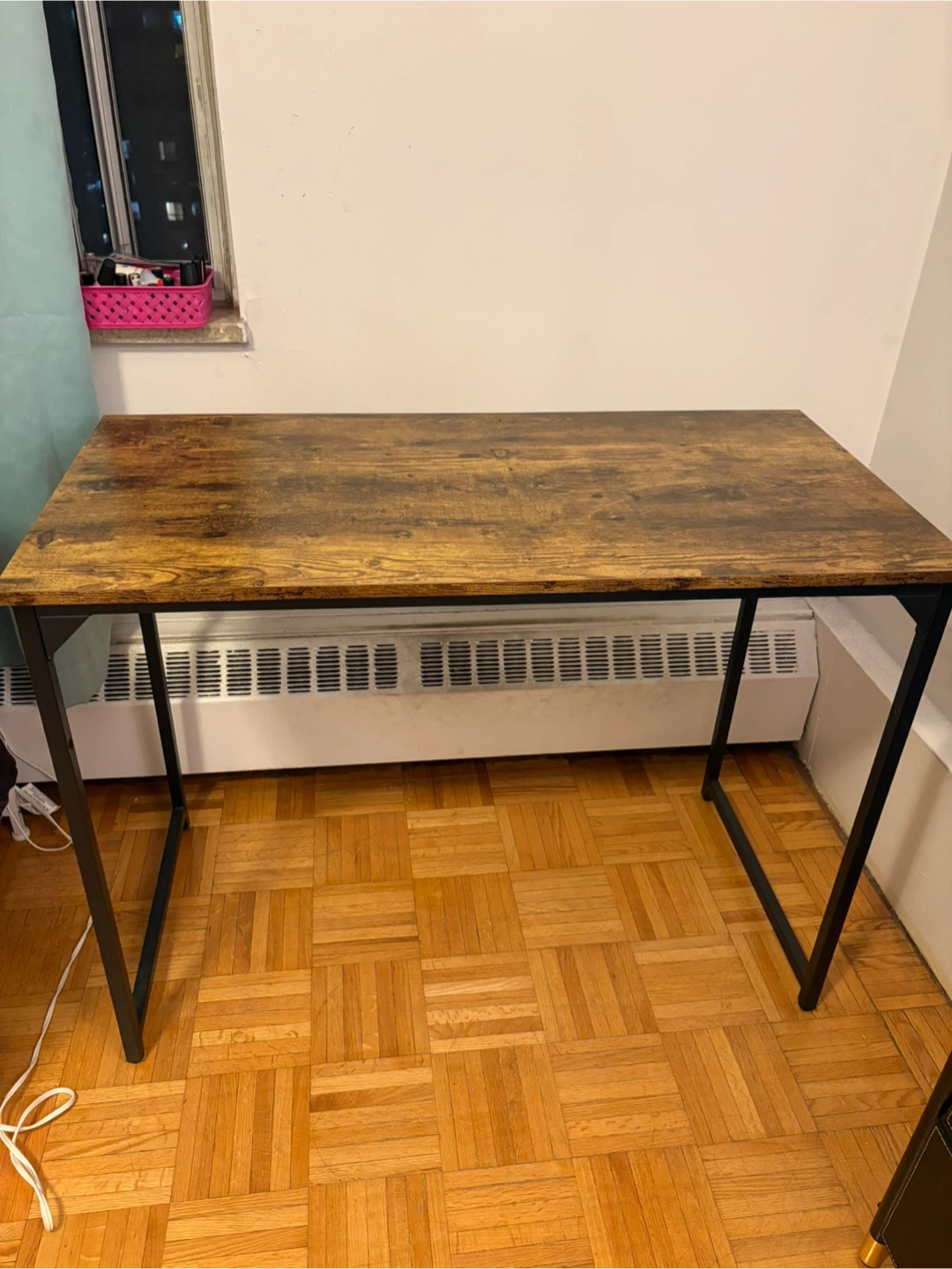 Rustic Wood OfficeDesk with Black Metal Frame