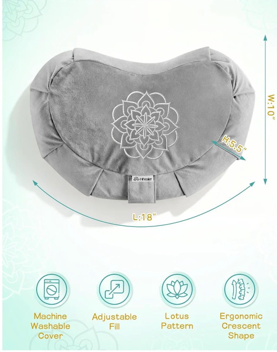 Hihealer Meditation Cushion - Grey Crescent Bolster - photo 2