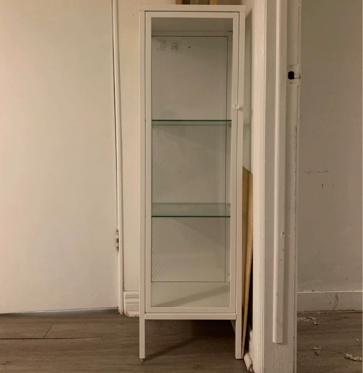 White Display Cabinet with Glass Doors