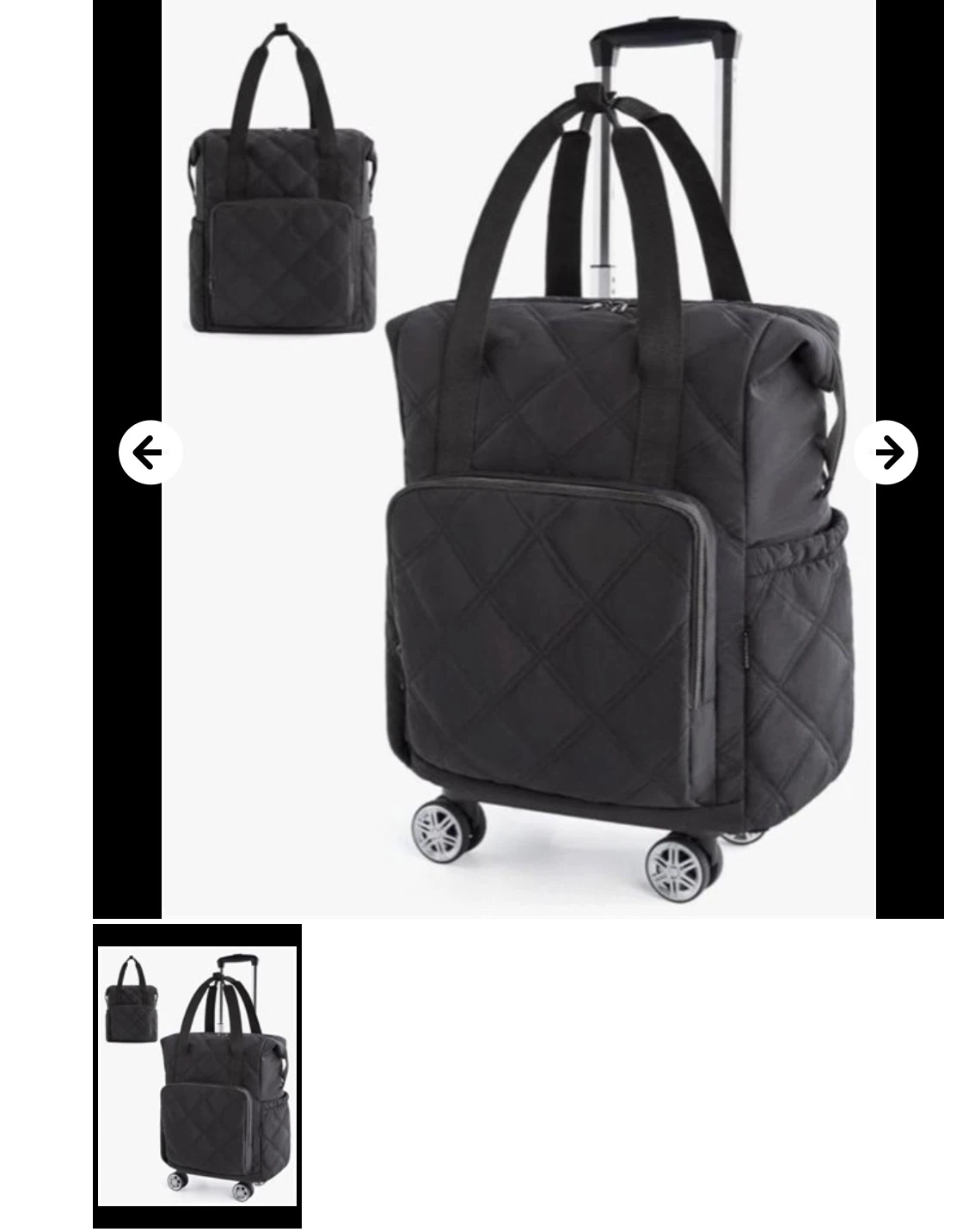 BAGSMART Black Removable Travel Bag with Wheels