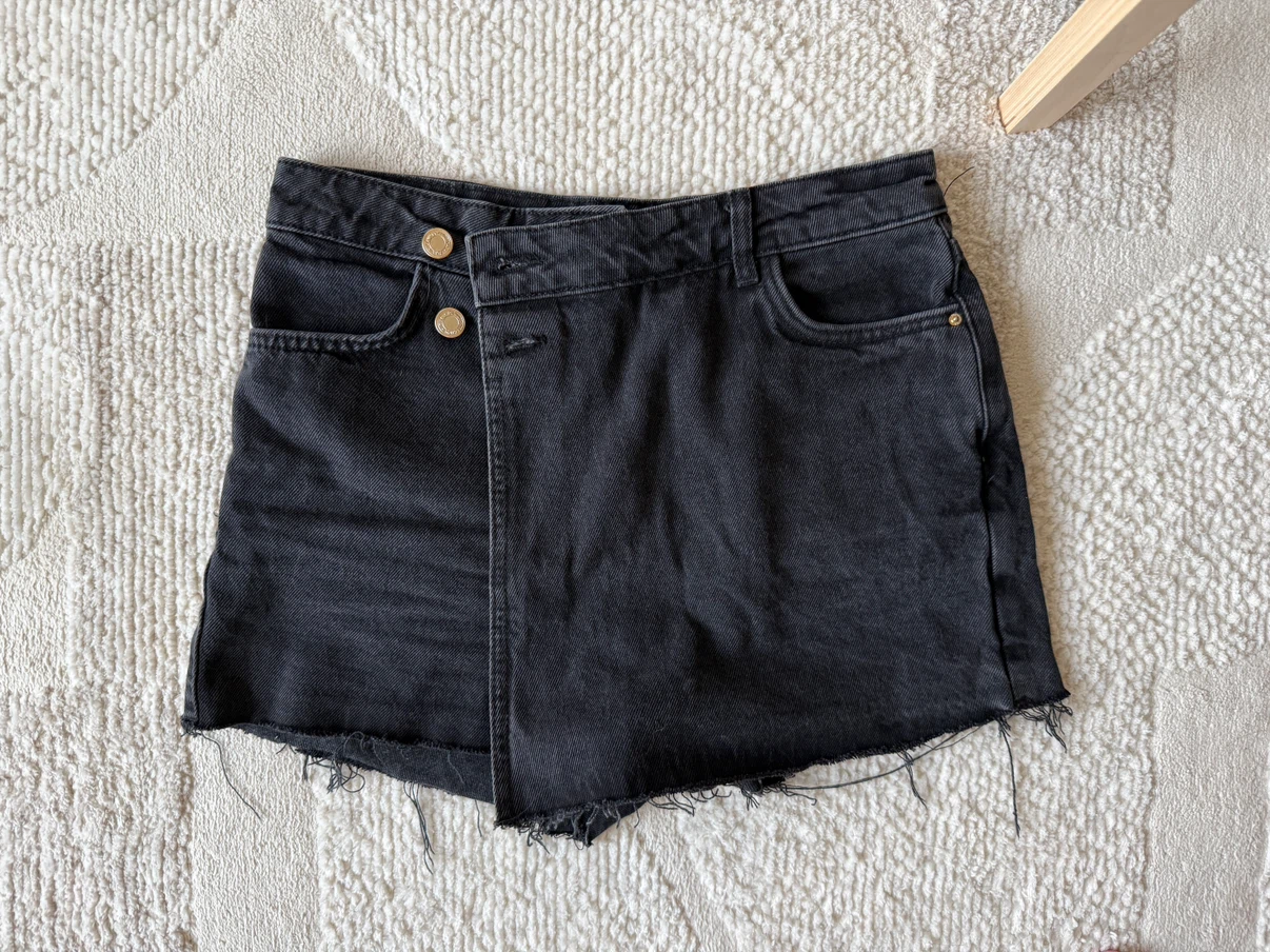ZARA Black Denim Skort Size S