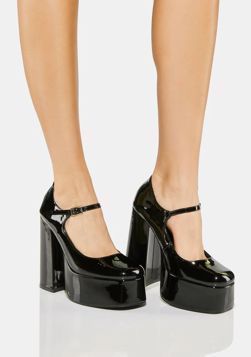 Black Mary Jane Platform Heels Size L