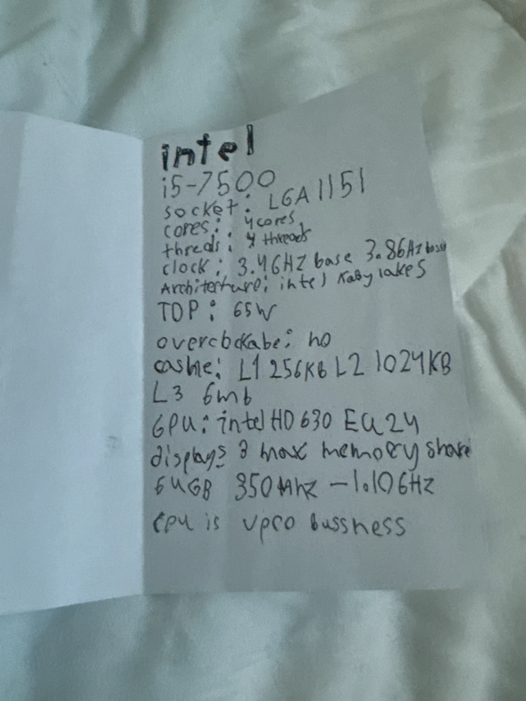 Intel Core i5-7500 CPU VPRO - photo 5