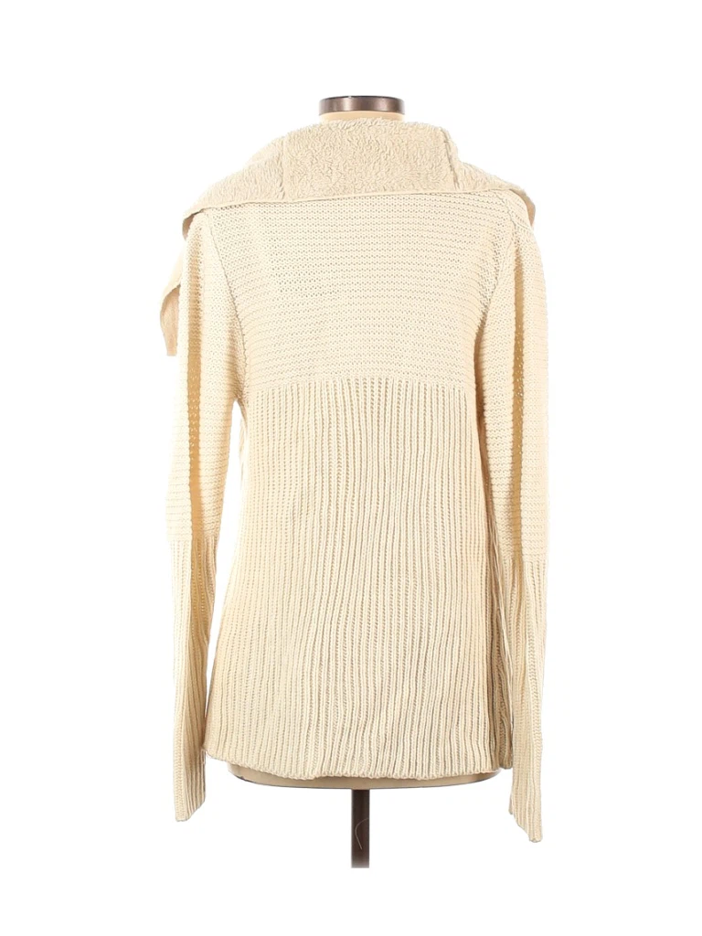 QUINN Cream Knit Faux Fur Collar Cardigan - photo 2