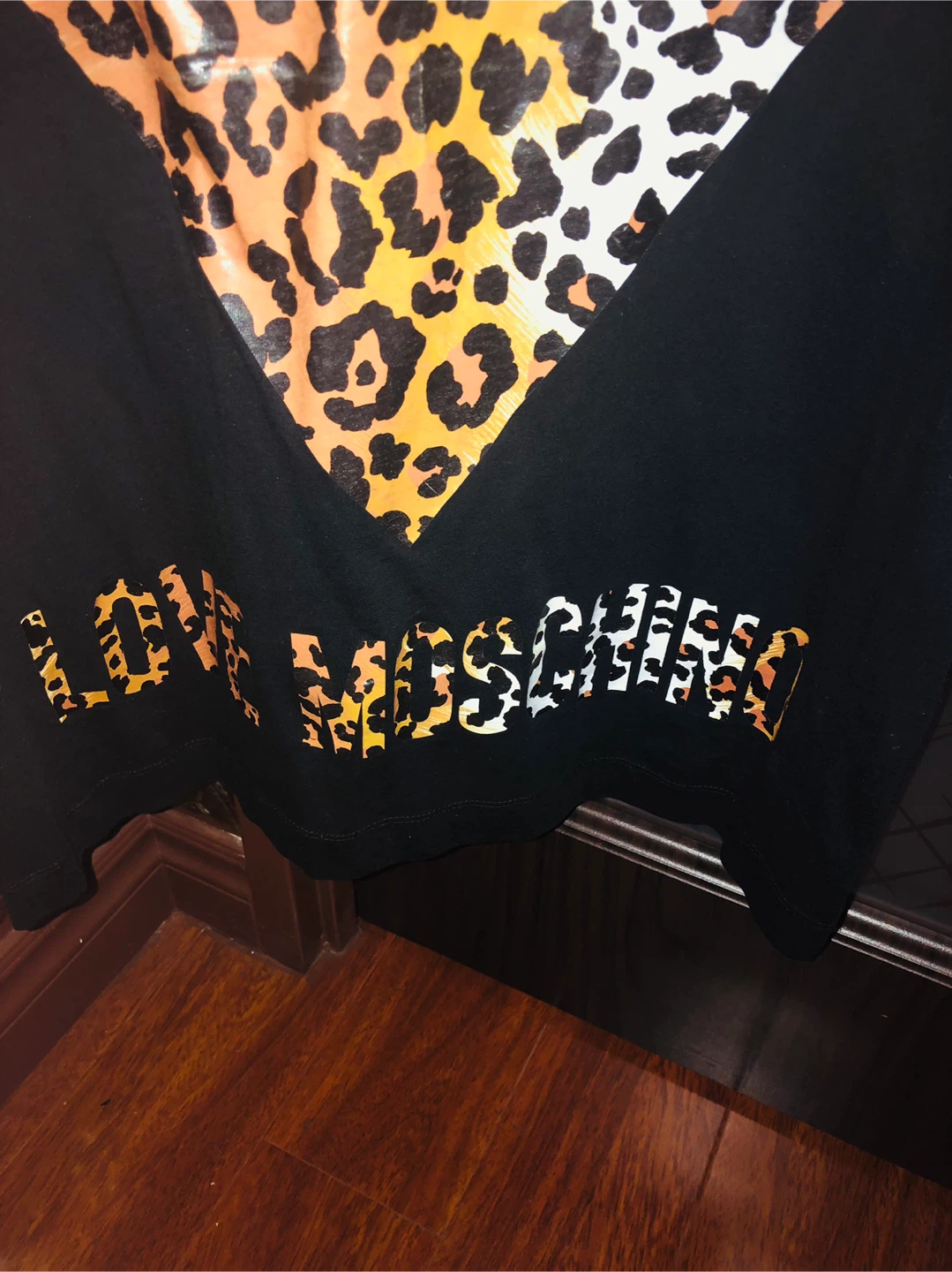 Love Moschino Black T-Shirt with Leopard Heart Graphic - photo 2