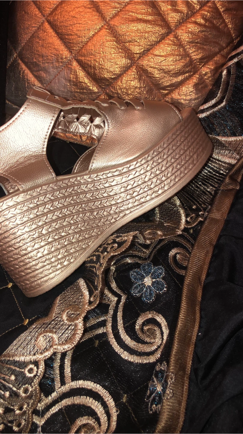 Sand  Gold Wedge Sandals brand new 8