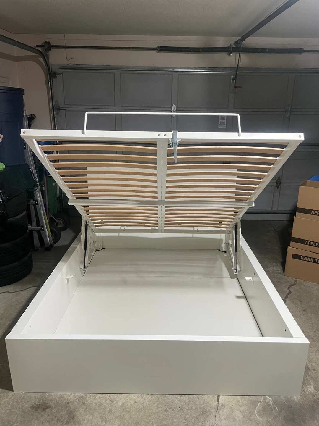 IKEA White Queen Size Malm Pull Up Storage Lift Bed - photo 3