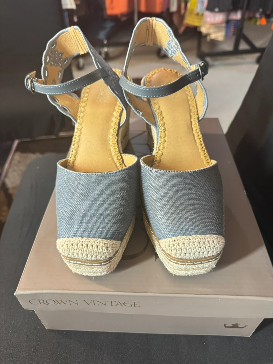 Crown Vintage Denim Wedge Sandals