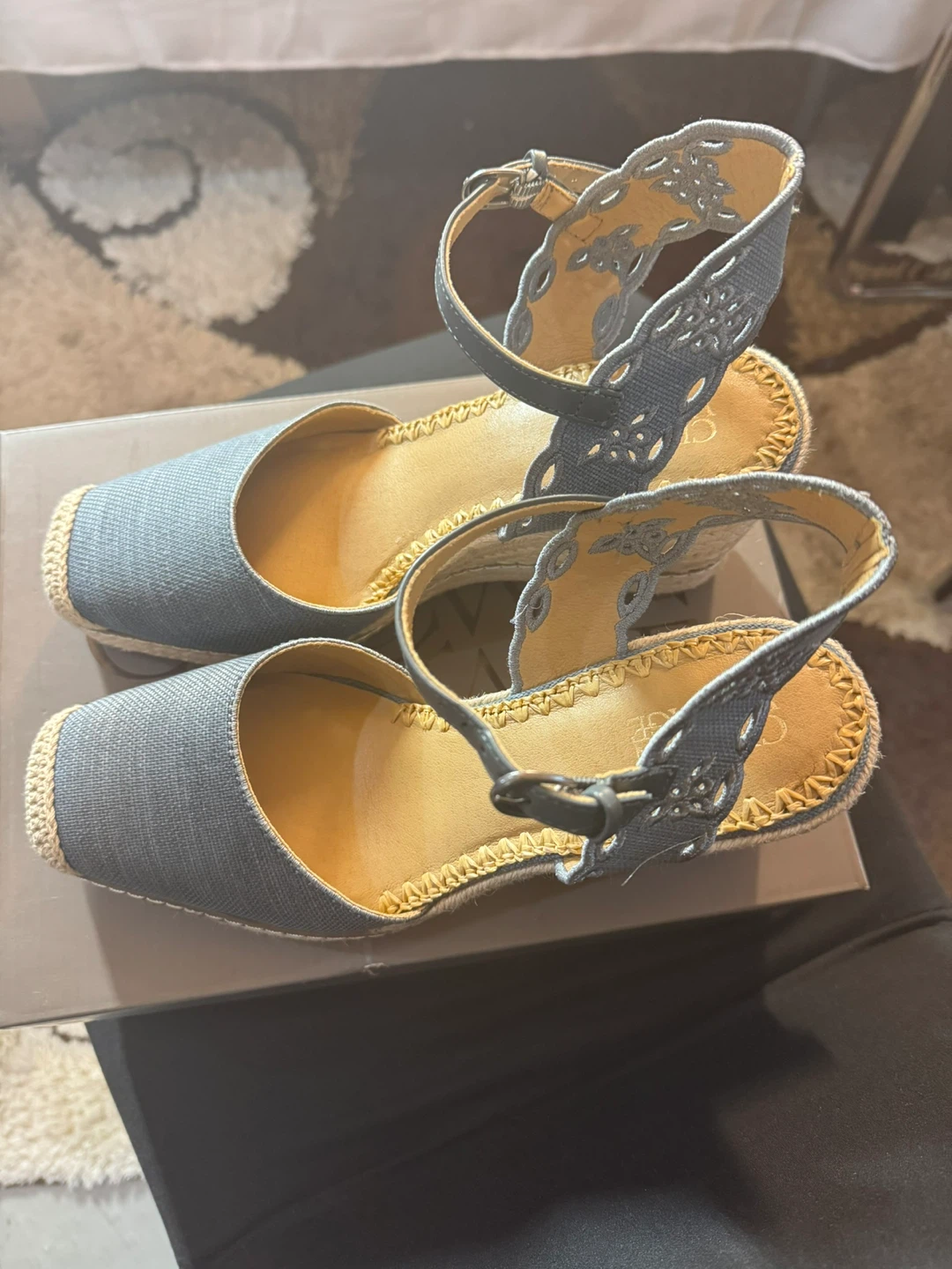 Crown Vintage Denim Wedge Sandals - photo 3