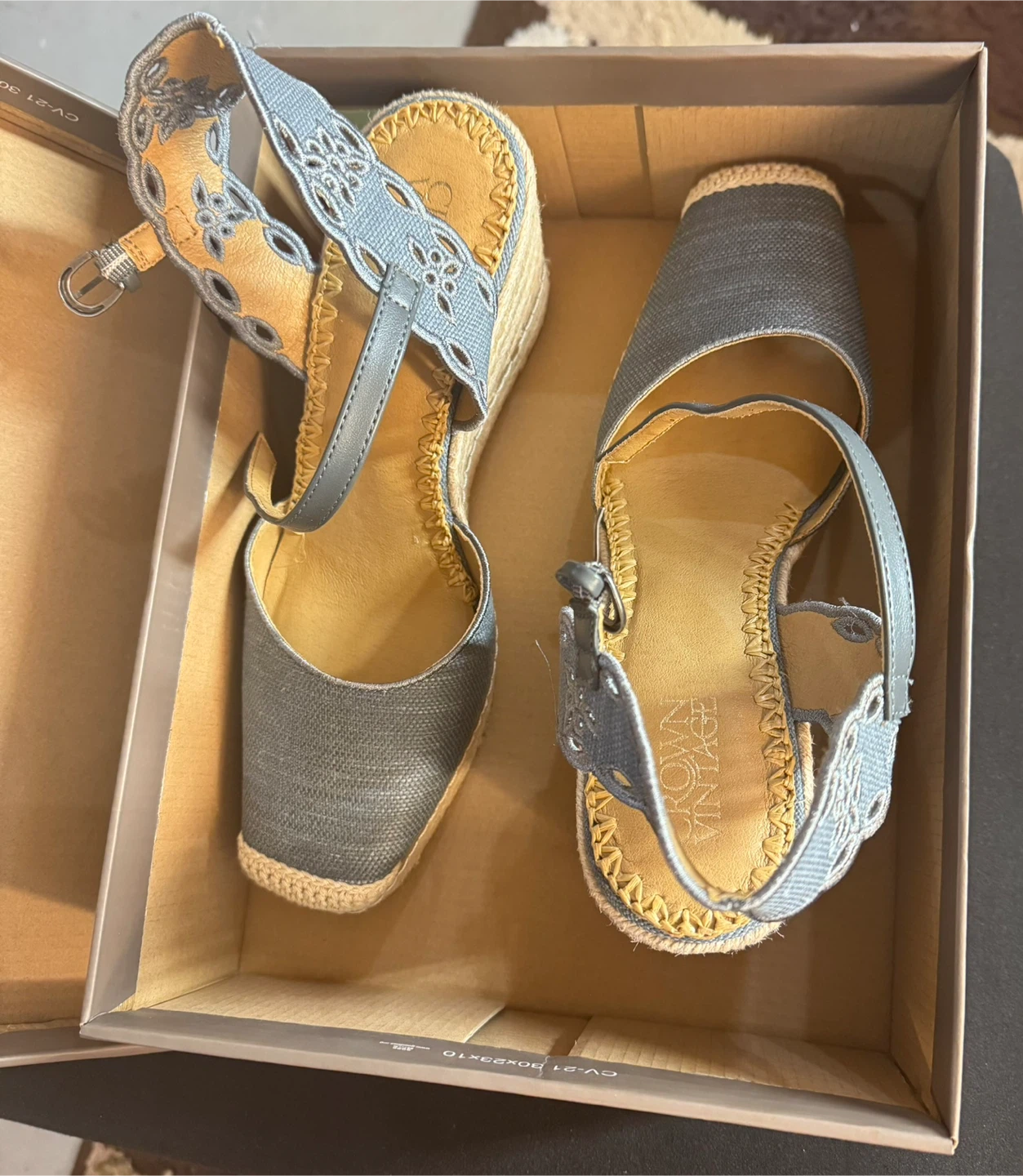Crown Vintage Denim Wedge Sandals - photo 4