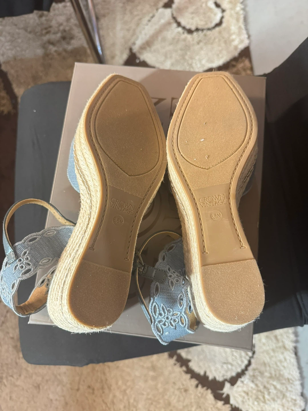 Crown Vintage Denim Wedge Sandals - photo 5