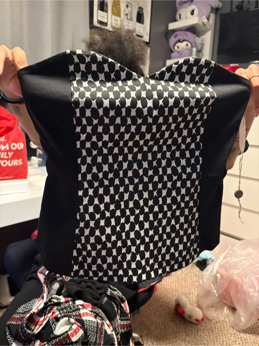 Black and White Patterned Corset Top