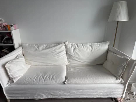 IKEA White Sofa with Loose Cover - photo 2