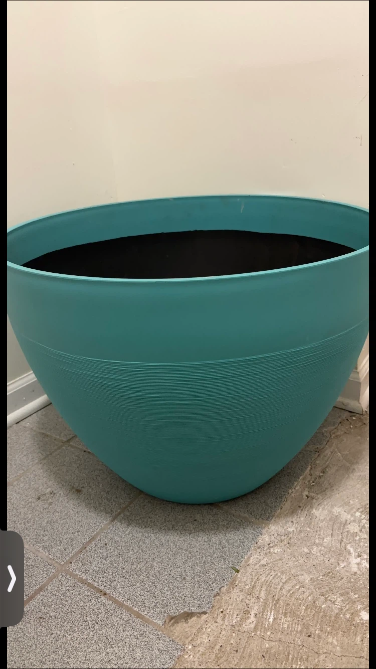 Large Lightweight Plastic Teal Round Planter Pot