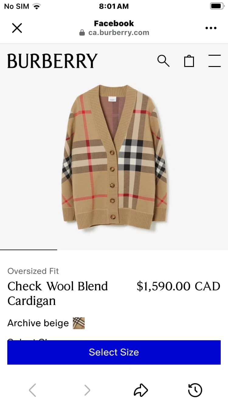 Burberry Check Wool Blend Cardigan - Archive Beige - photo 3