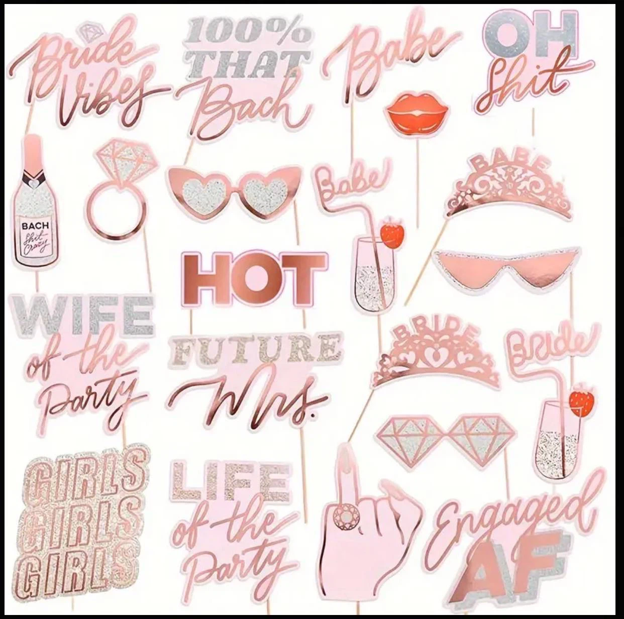 24 Piece Bachelorette Party Photo Booth Props - photo 3
