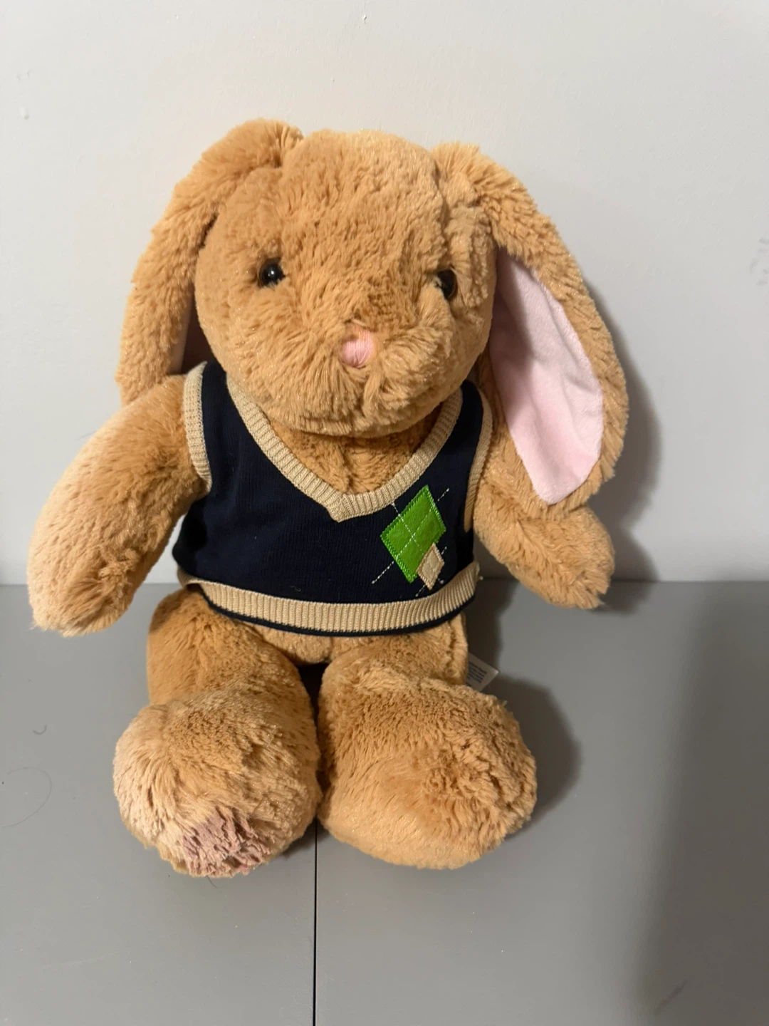 Build-A-Bear Pawlette Bunny Navy Argyle Sweater Vest Retired