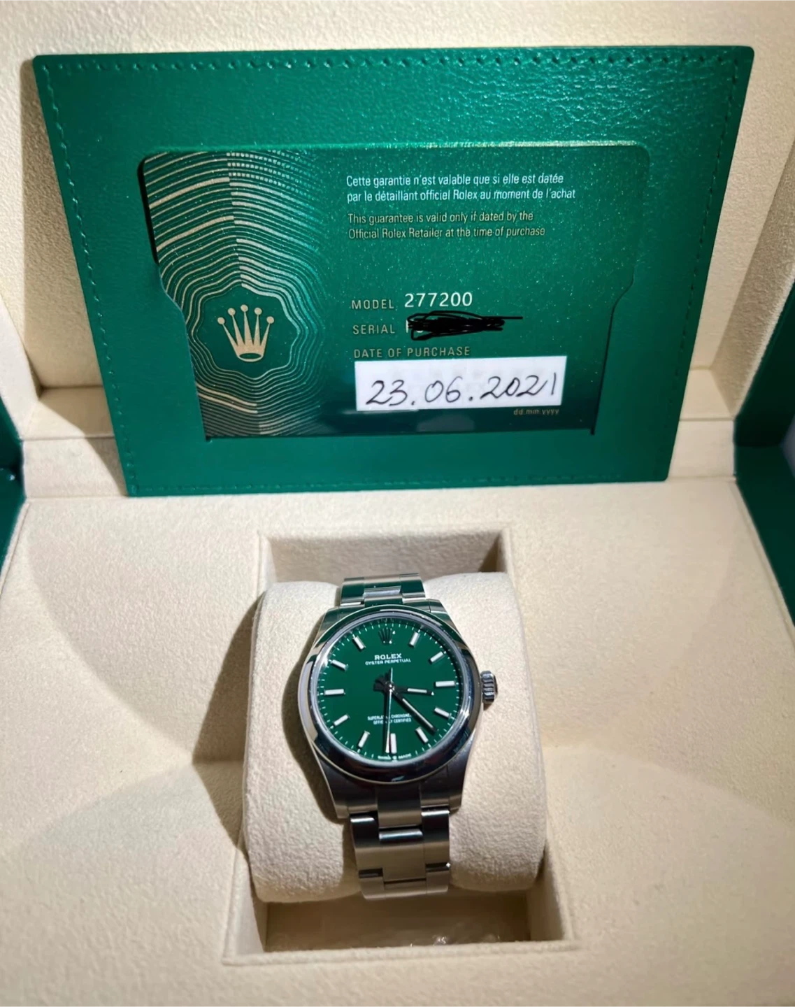 Rolex Oyster Perpetual 277200 Green Dial Watch