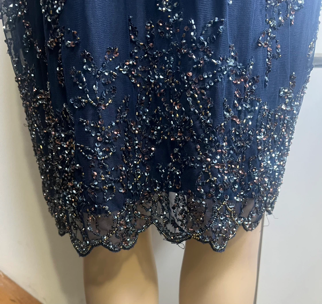 Pisarro Nights Navy Blue Beaded Cocktail Dress - photo 4
