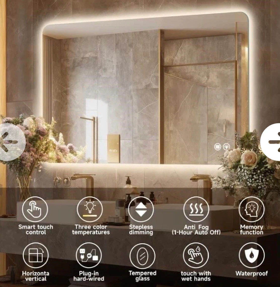 Frameless Dimmable Bathroom LED Mirror