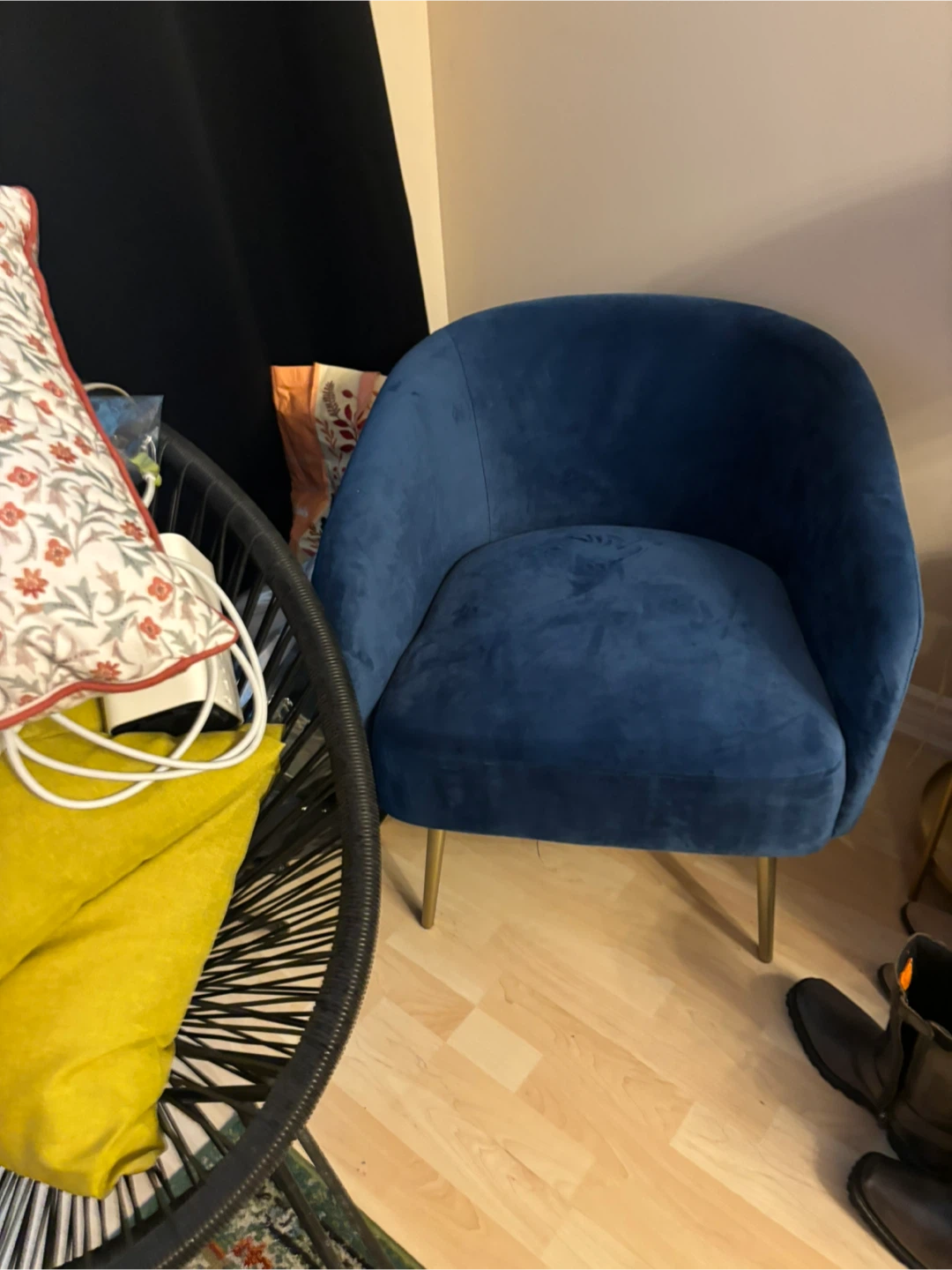 Blue Velvet Accent Chair