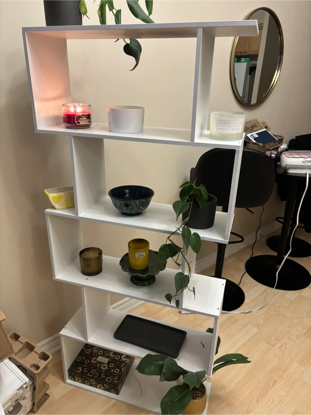 White Modern Tiered Bookshelf