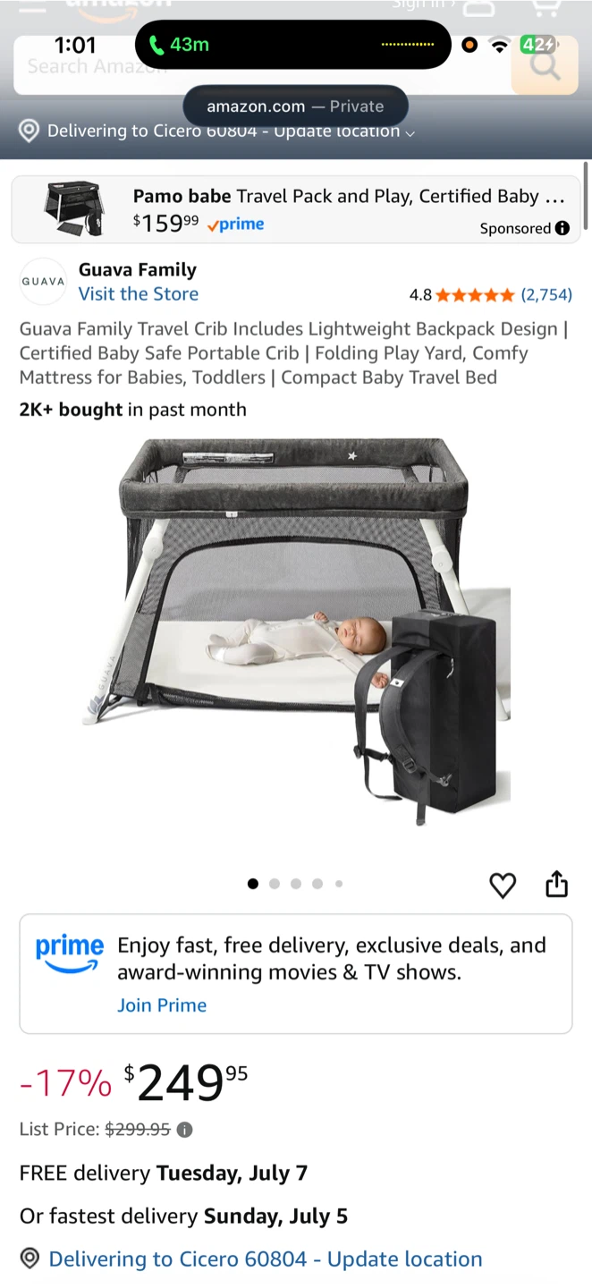 Travel Crib Includes Lightweight Backpack Design