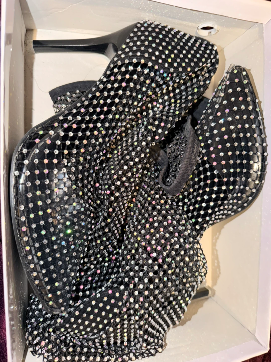 Sparkly Rhinestone Mesh Thigh-High Boots - photo 3