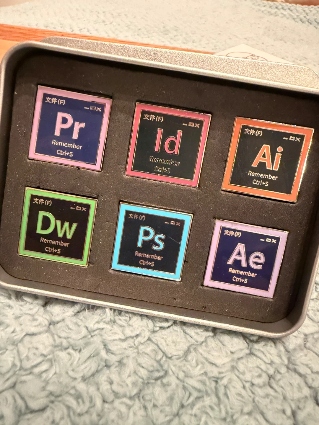 Adobe Creative Suite Remember Ctrl+S Enamel Pin Set