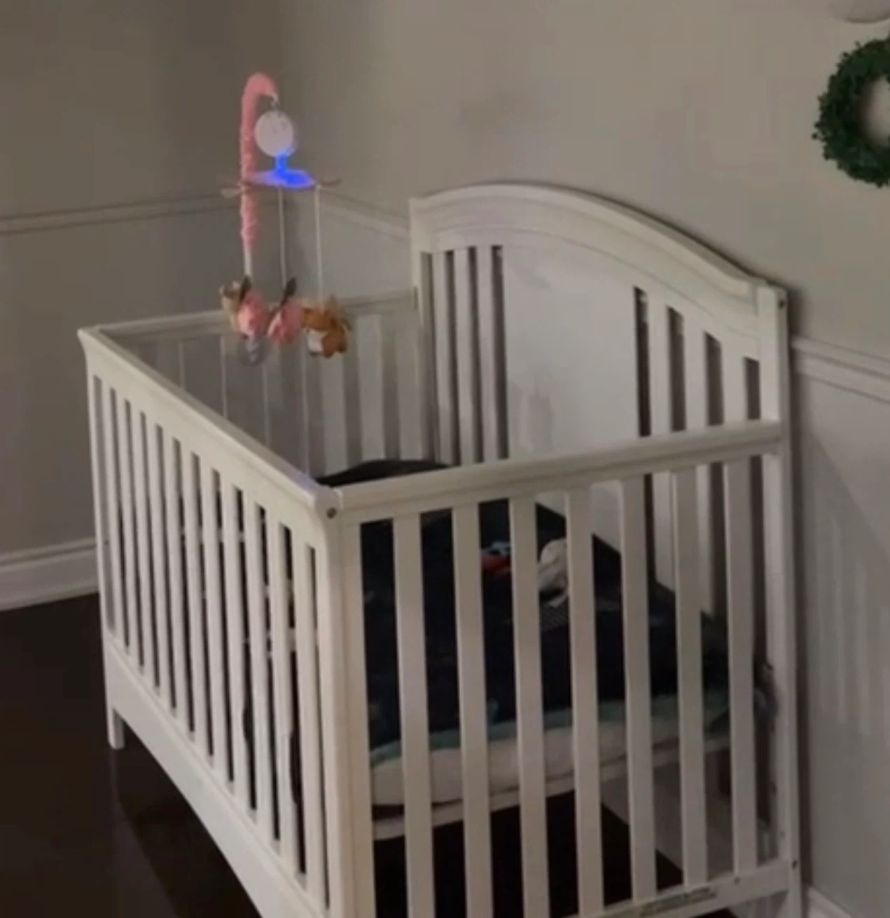 White Baby Crib with Mattress