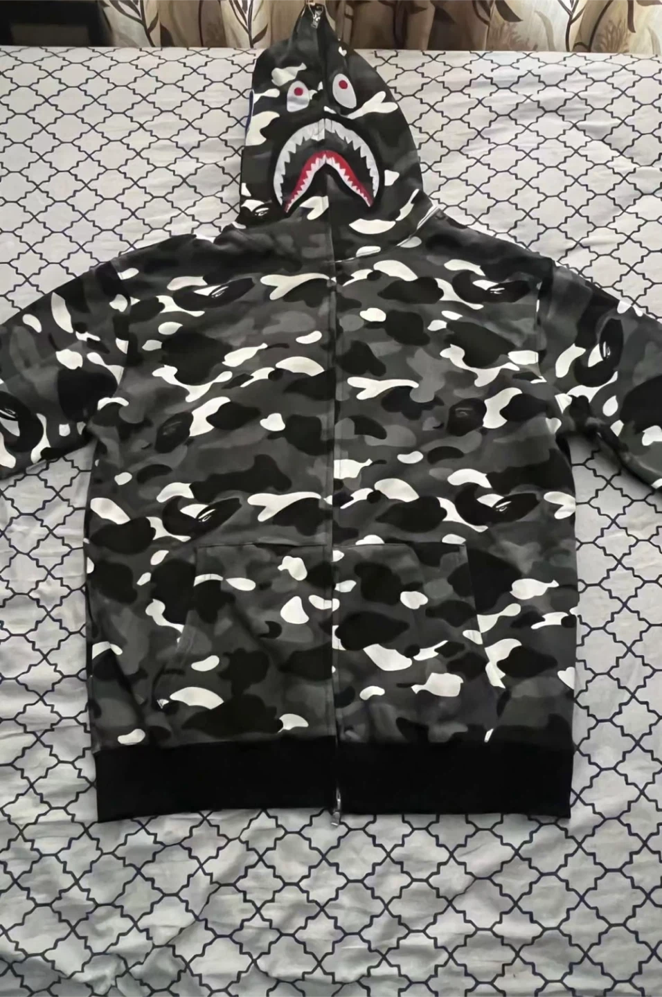 BAPE Full Zip Hoodie Camo Shark Grey