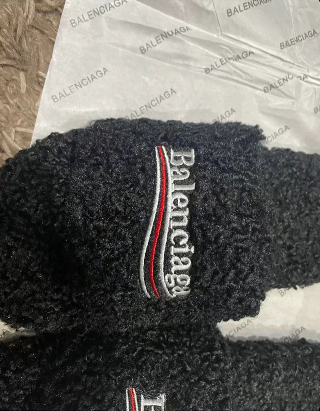 Balenciaga Black Fuzzy Slides - photo 2