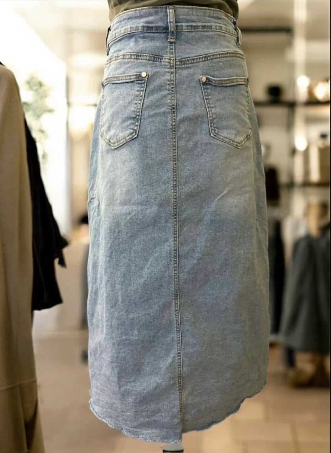 Vintage Wash Raw Hem Denim Maxi Skirt - photo 2