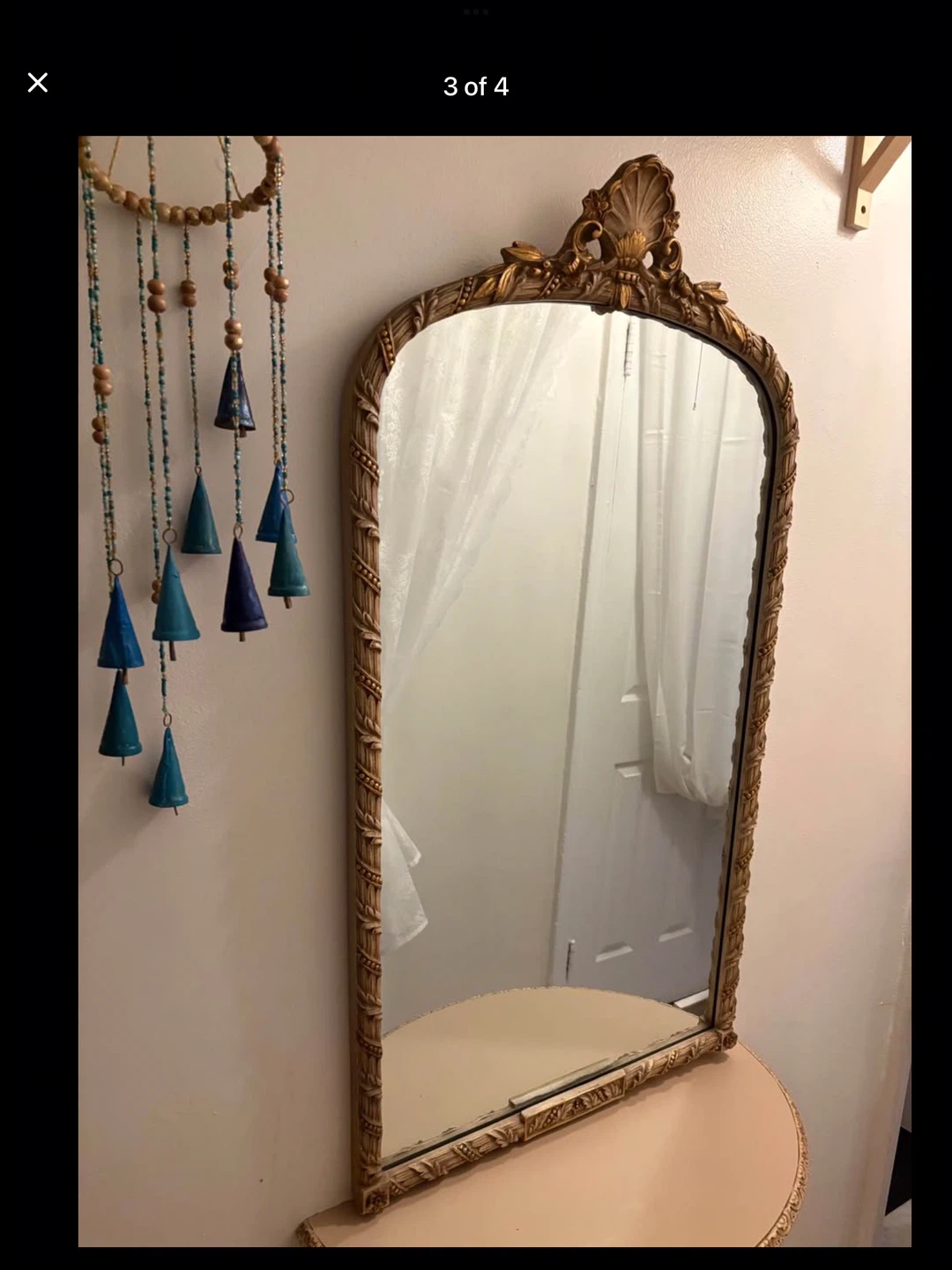 Vintage Ornate Gold Mirror with Shelf - photo 2