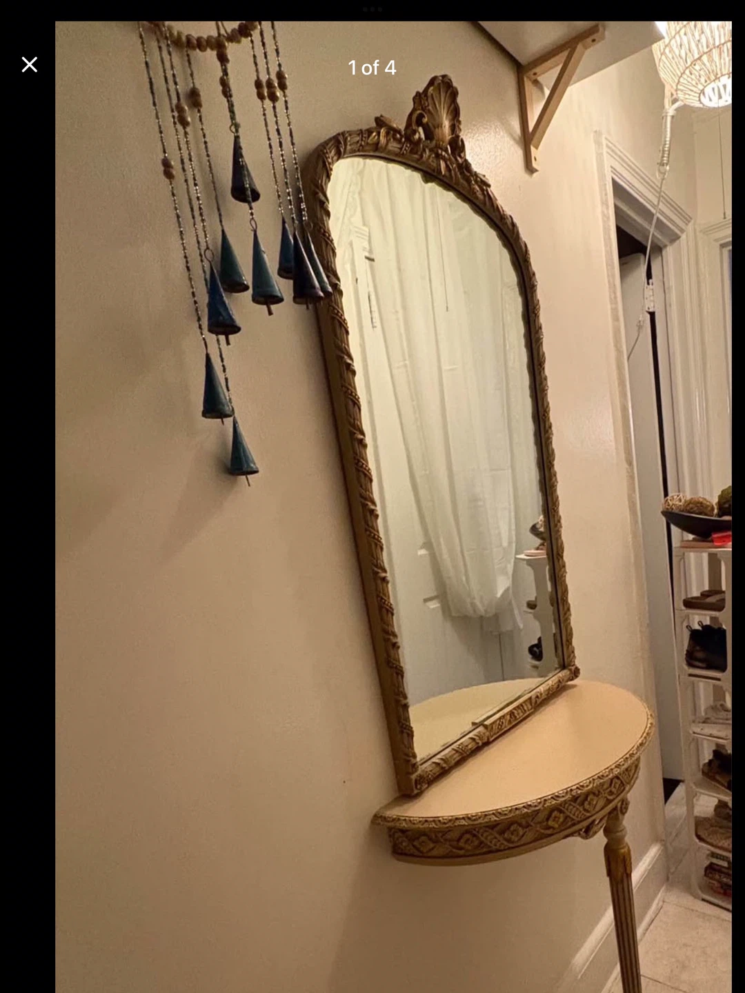 Vintage Ornate Gold Mirror with Shelf