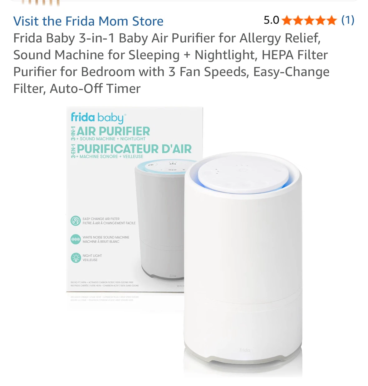 Frida Baby 3-in-1 Air Purifier, Sound Machine, Nightlight