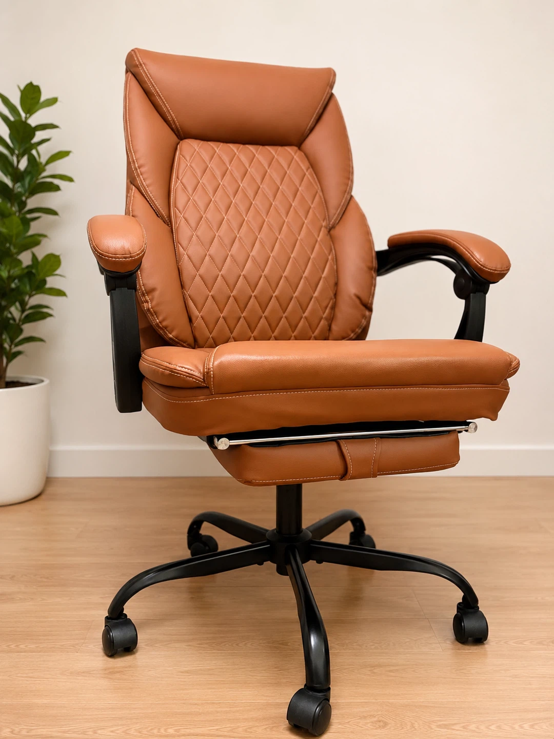 Brown Executive Office Chair with Footrest