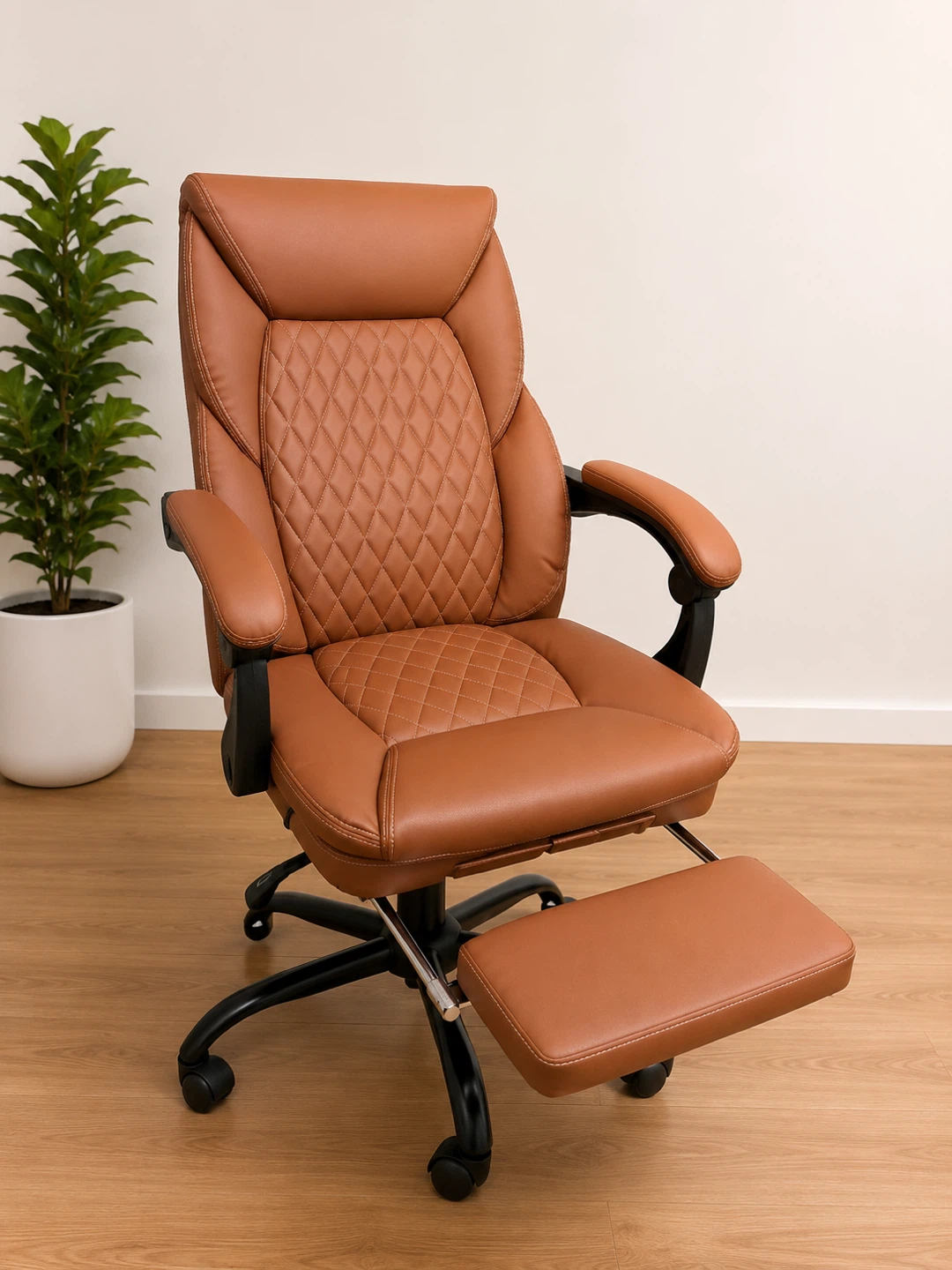 Brown Executive Office Chair with Footrest - photo 2