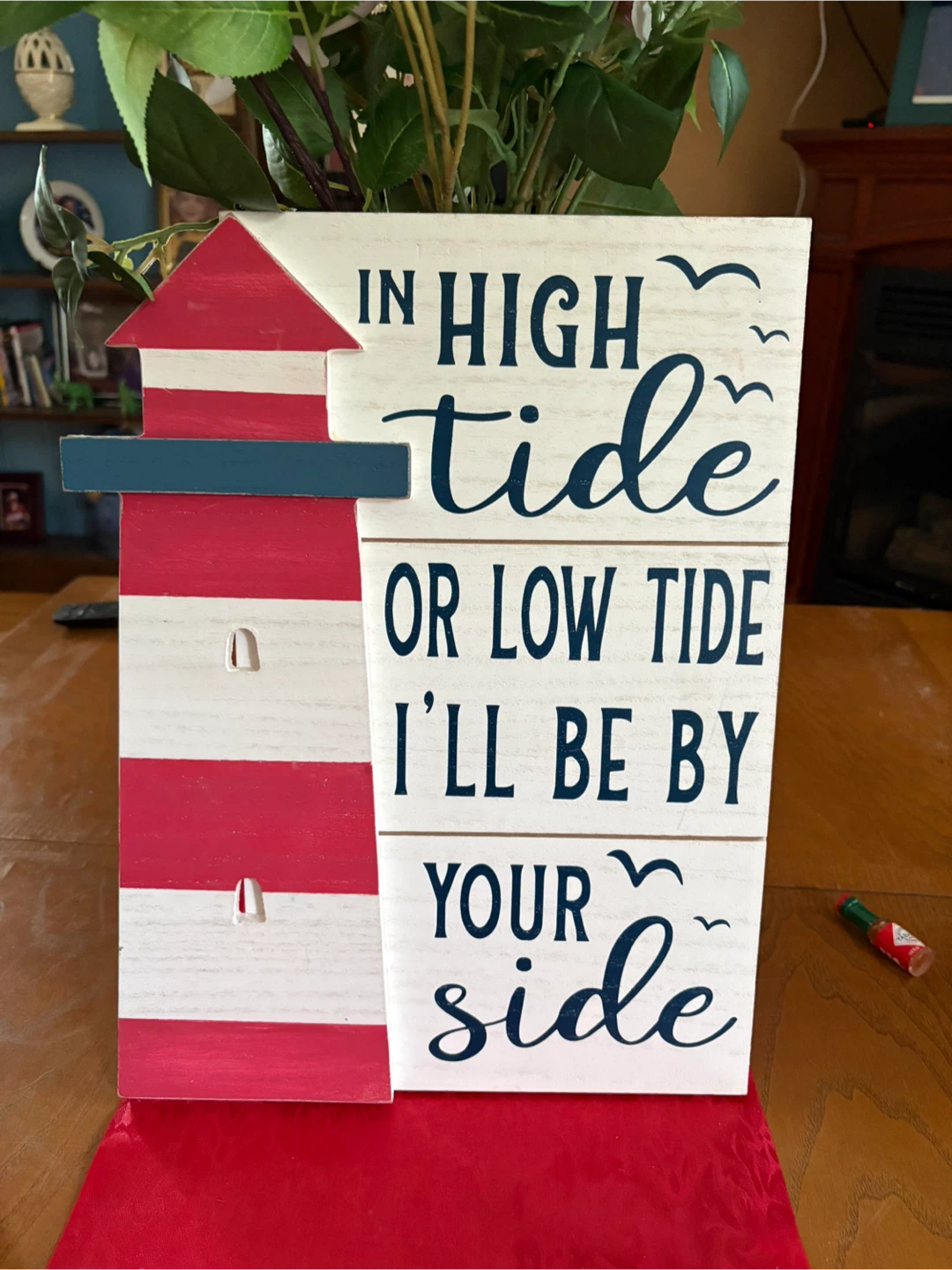 Wooden Lighthouse "In High Tide Or Low Tide" Wall Art - photo 2